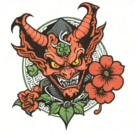 Devil Holding Clover Leaf