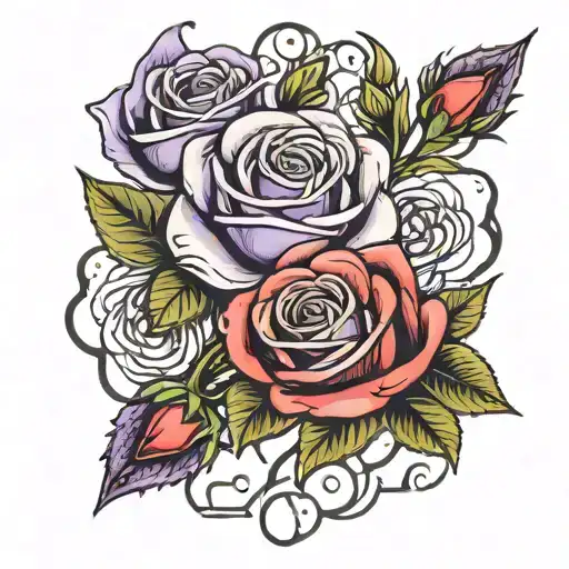 Red Roses Blooming With Leaves Daisy Flower Blooming Lavender Flower