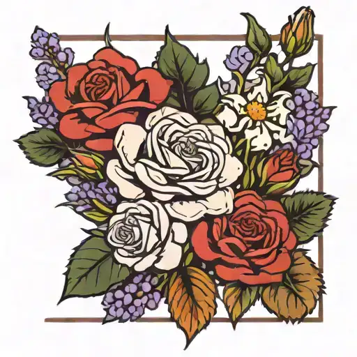 Red Roses Blooming With Leaves Daisy Flower Blooming Lavender Flower