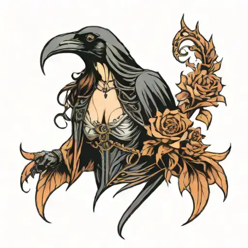 Female Reaper With Crow
