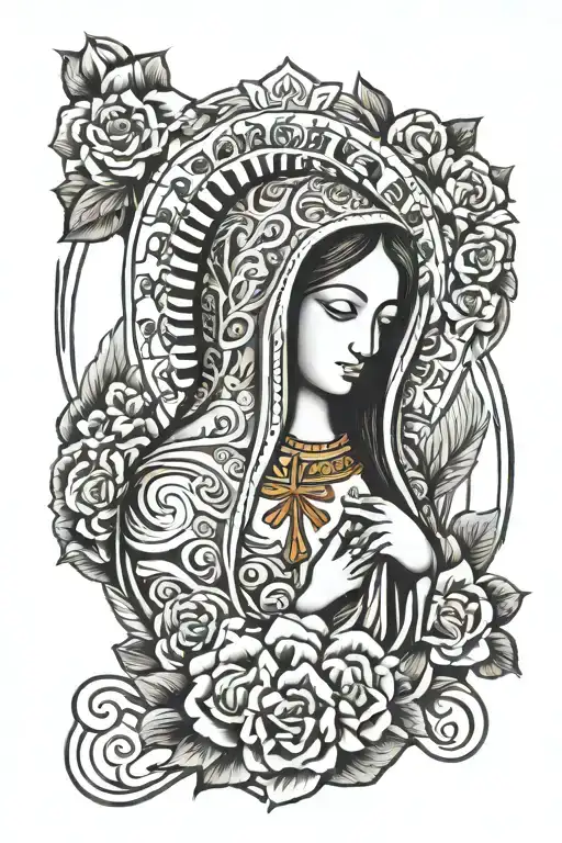 Virgin De Guadalupe No Face Music Note Instead Of Sacred Heart