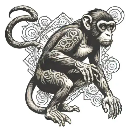 Full Body Monkey And Coding Symbols