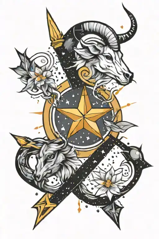 Capricorn And Pisces Star Constellation Combined Together In An Constellation Arrow