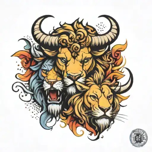 Bull And Lion Face
