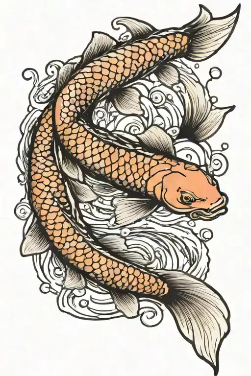 Koi Fish Swimming Upstream