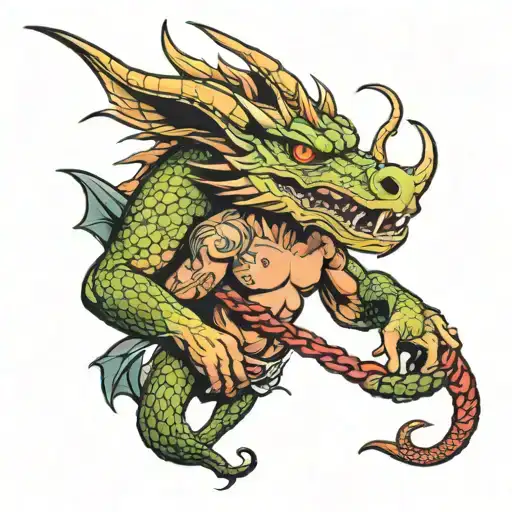 Lephrican Holding Dragon Leash