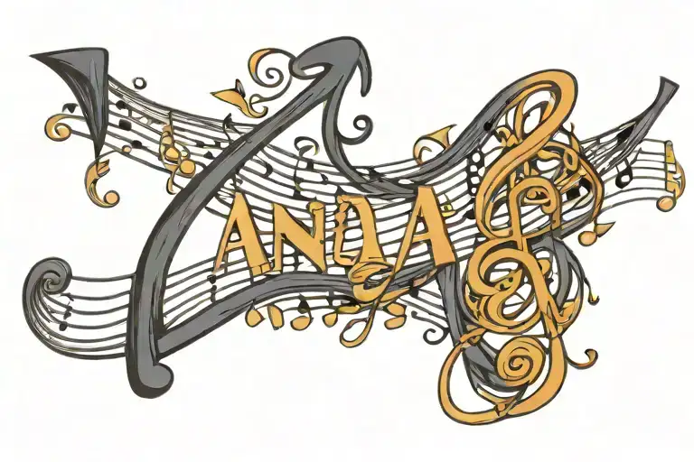 The Name Ana In Music Notes Flowing