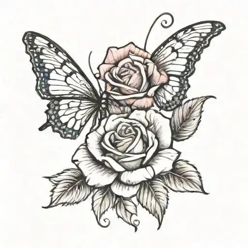 Rose With Leaves Made Of Birth Dates And Include 2 Butterflies Around The Rose