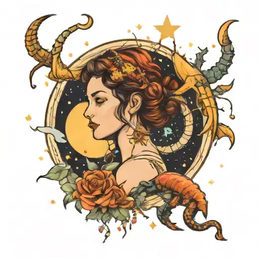 Tarot Scorpio Goddess With Scorpio Star Constellation