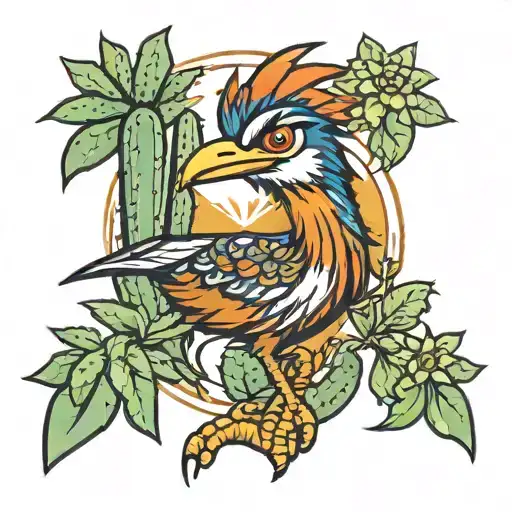 Road Runner And Cactus