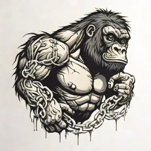 Gorilla Breaking Out Of Chains In Rage