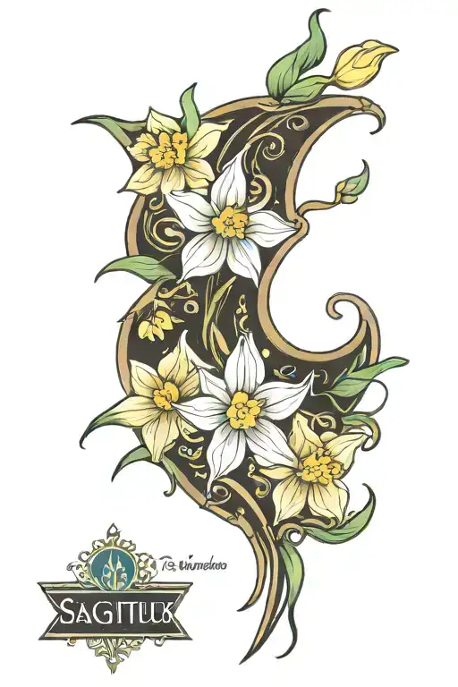 Sagittarius Star Narcissus Flowers And Name Written