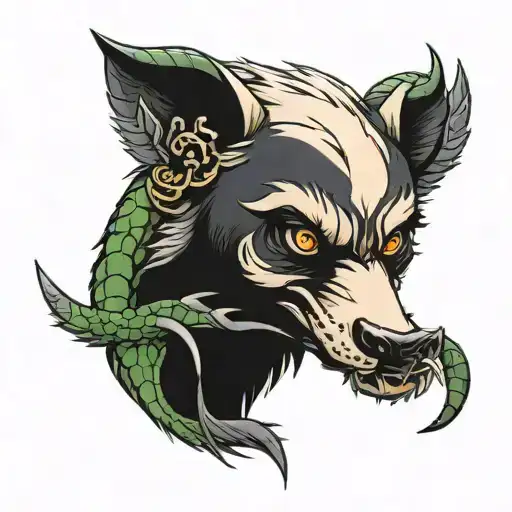 Chimera Panda Wolf And Crocodile Head