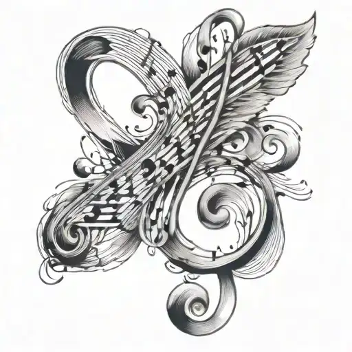 Music Notes Floating Out Of A Treble Cleft