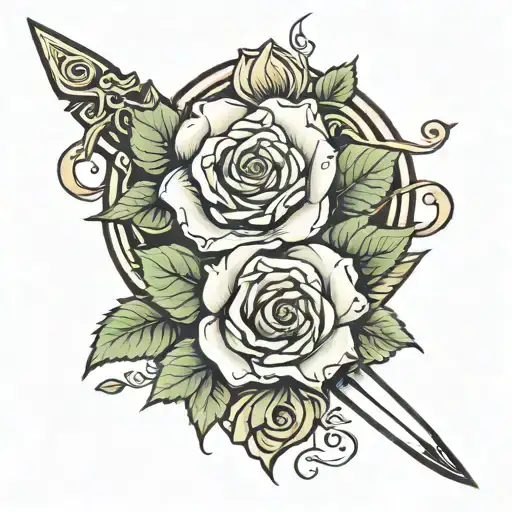 Hart Rose And Knife Crossed