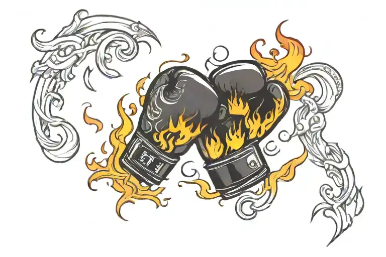 Boxing Gloves Fire Flames
