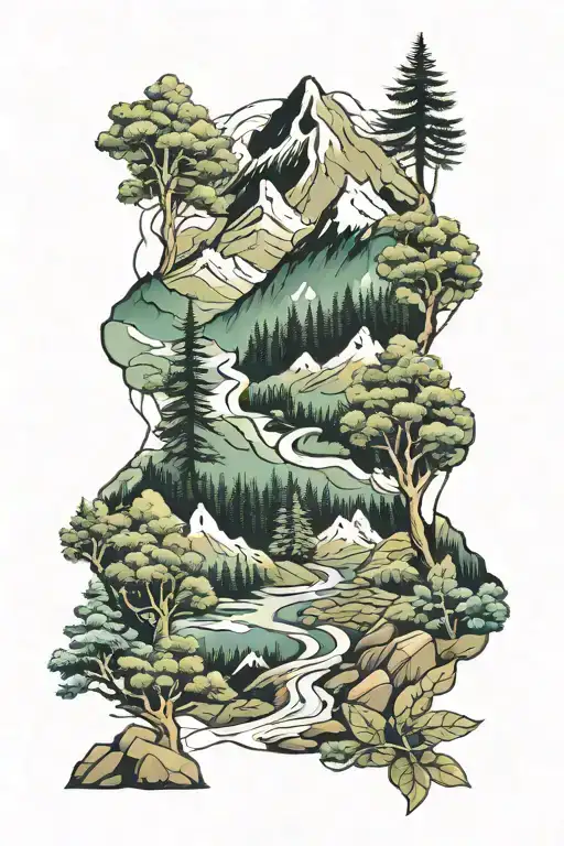 Mountains Forest Path Leading Towards