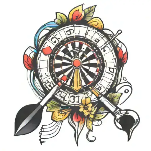 Darts And Music Notes Intertwined