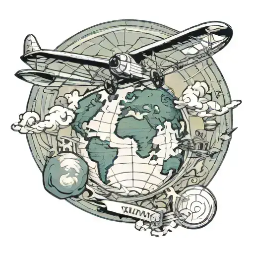 Earth Airplane Flying Over A World