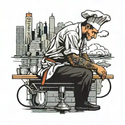 Chef Looking Into City Skyline