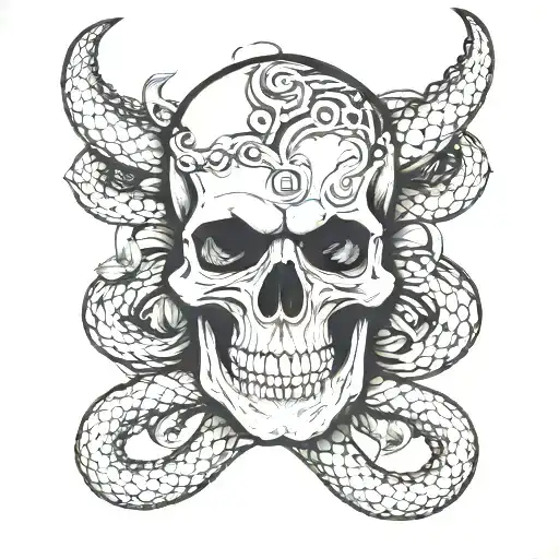 Skull With Snake