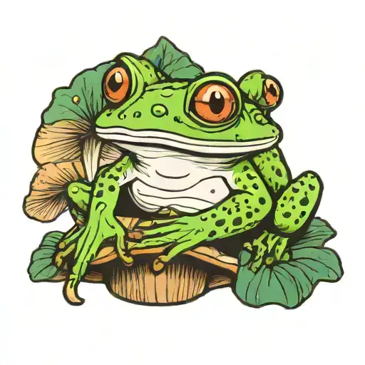 Frog On Mushroom