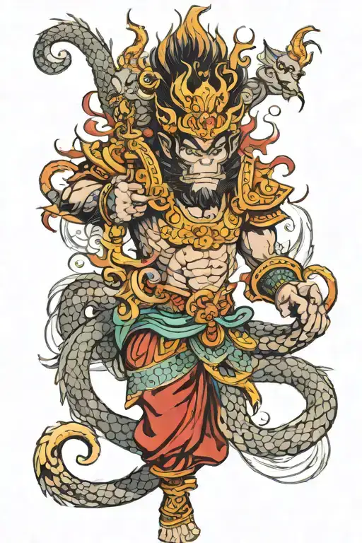 Monkey King With Dragon Breathing Fire