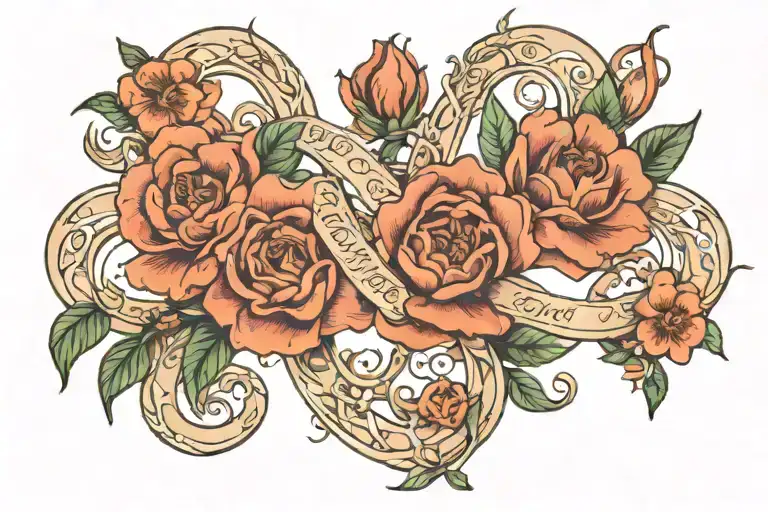Birth Flower Infinity With 6 Names Intertwined