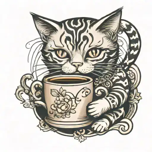 Cat Holding A Coffee Cup