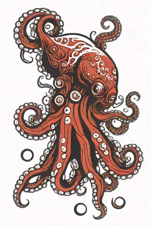 Octopus Red White