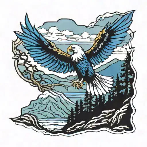 Blue Ridge Mountains With Phi Eagle 1986 Logo