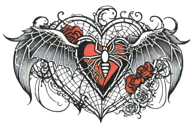 Wing And Spider Web And Heart