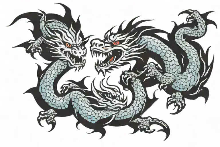 European Dragon And Japanese Dragon Wrapped