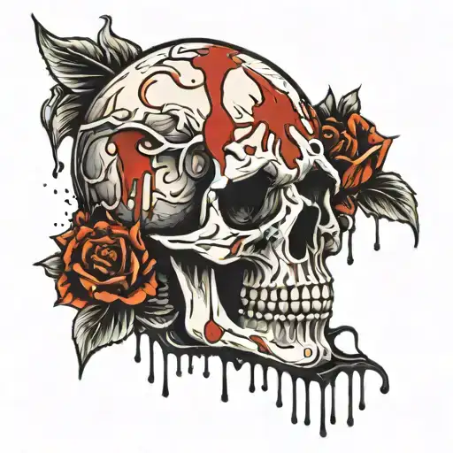 Skull With Paint Drips