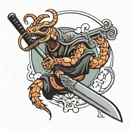 Prawn Holding A Katana