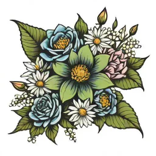 Birth Flower Rose Water Lilly Daisy Bouquet