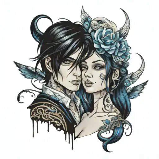 Dark Haired Girl And Blue Eyed Boy