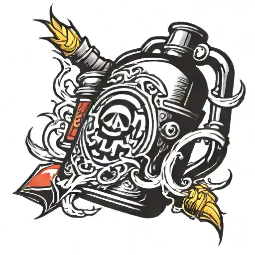 Gas Can With Flash Symbol Intertwined