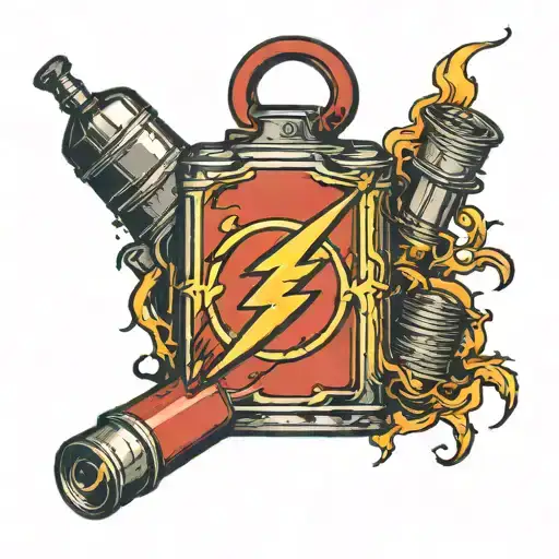 Flash Symbol Going Through A Gas Can