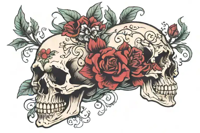 Poisonus Flower Blooming Skull