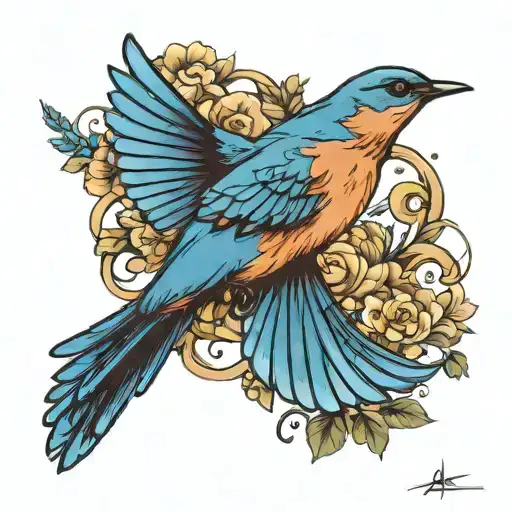 Blue Bird Flying Away