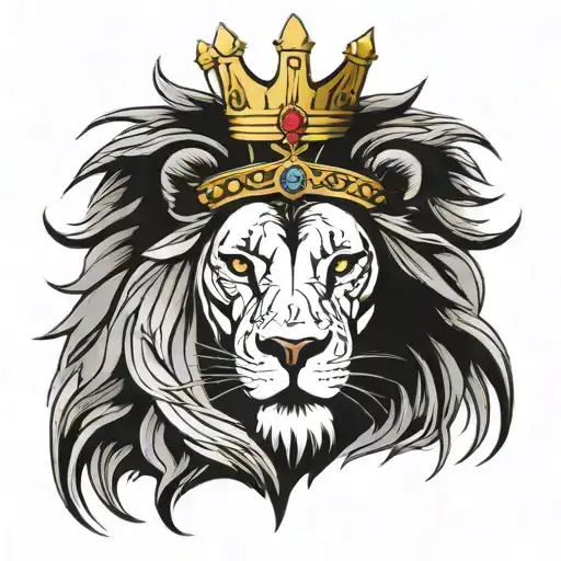 Lion With A Crown Facing Forward