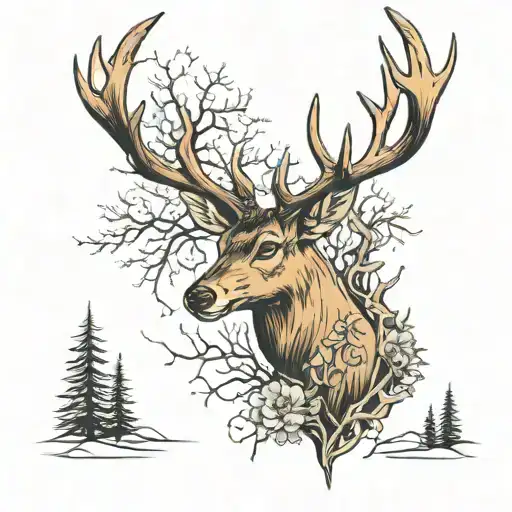 Outdoor Scene Featuring Deer Antlers