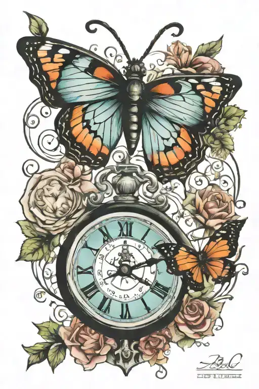 Birth Double Clock Butterfly Flying