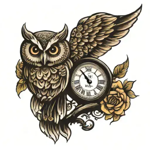 Owl And Time Clock