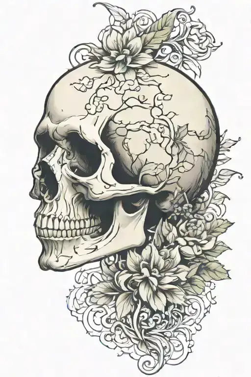 Profile Skull With Nature Setting