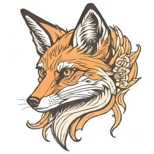 Fox Head With Background Upper Arm Sleeve Tattoo Design
