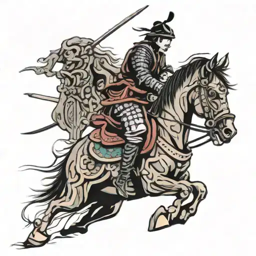 Samurai On Horse Jumping