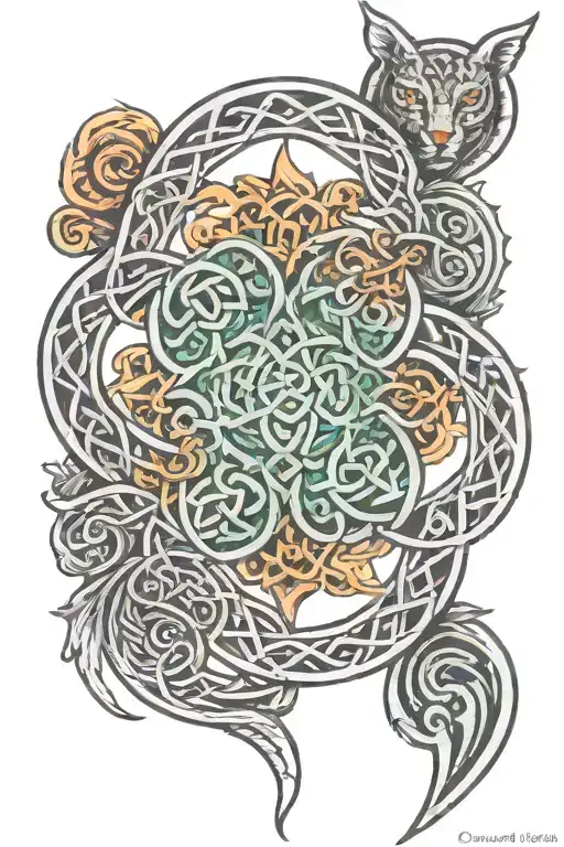 An Intricate Celtic Knot Design With Incorporated Images Of Wildlife And Outdoor Scenes