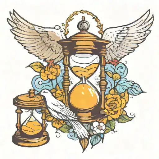 Dove And Hourglass And Hand Prayng